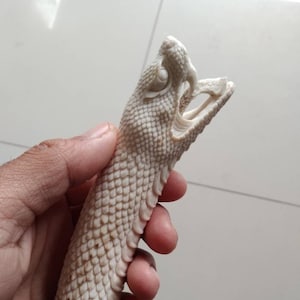 Deer antler carving knife handle snake
