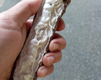 Deer antler carving knife handle deer