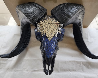 Ram skull glass mosaic
