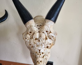 Carve goat skull human skull