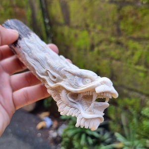 Deer antler carving dragon for knife handle antler