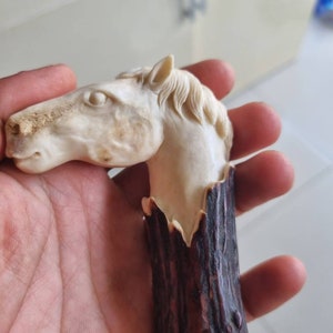 Antler Carving Knife Handle: Horse Head Design