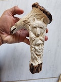 Moose antler carving handle indian native america for walking stick product logo