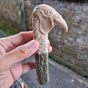 Deer antler carving knife handle chicken