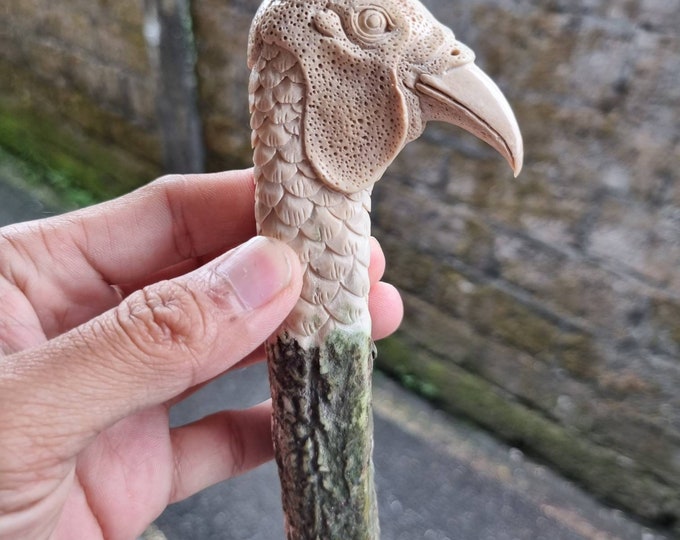Deer antler carving knife handle chicken