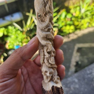 antler carving octopus for knife handle