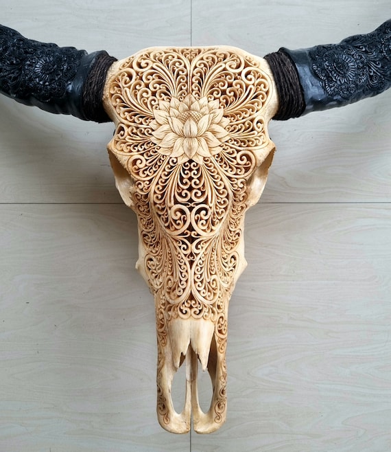 Intricately Carved Buffalo Skulls Lotus Intricately Carved Buffalo Skulls Lotus