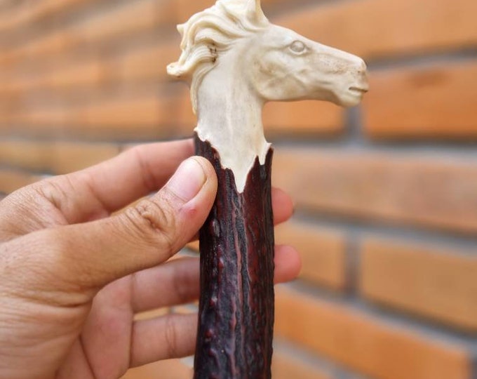 antler carving knife handle horse head beautiful
