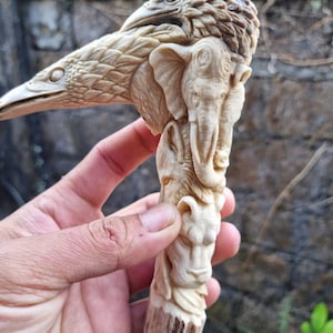 Deer antler carving cane handle walking stick