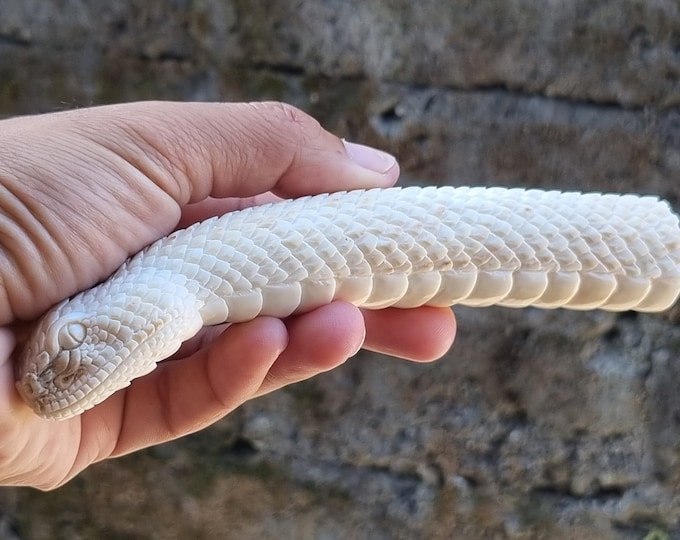 antler carving rattle snake for knife handle