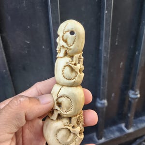Deer antler carving skull
