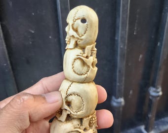 Deer antler carving skull