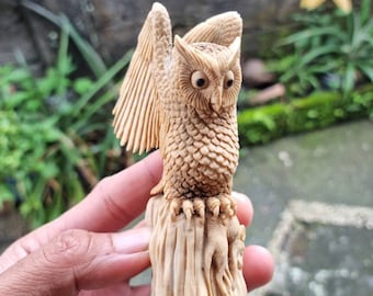 Moose antler carving owl 3d for gift