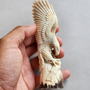 Moose antler carving eagle 3D sculpthure For gift