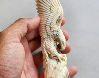Moose antler carving eagle 3D sculpthure For gift