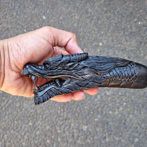 Buffalo horn carving cane handle walking stick dragon
