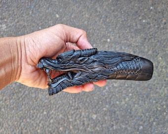 Buffalo horn carving cane handle walking stick dragon