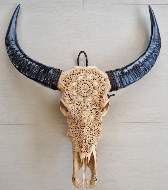 Intricately Carved Buffalo Skull Mandala Intricately Carved Buffalo Skull Mandala