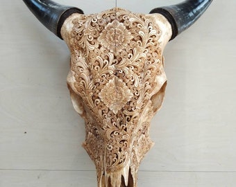 carved cow skull Flower