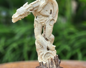 Antler carving dragon statue