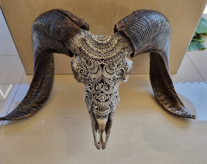carve goat skull carving BOHO style