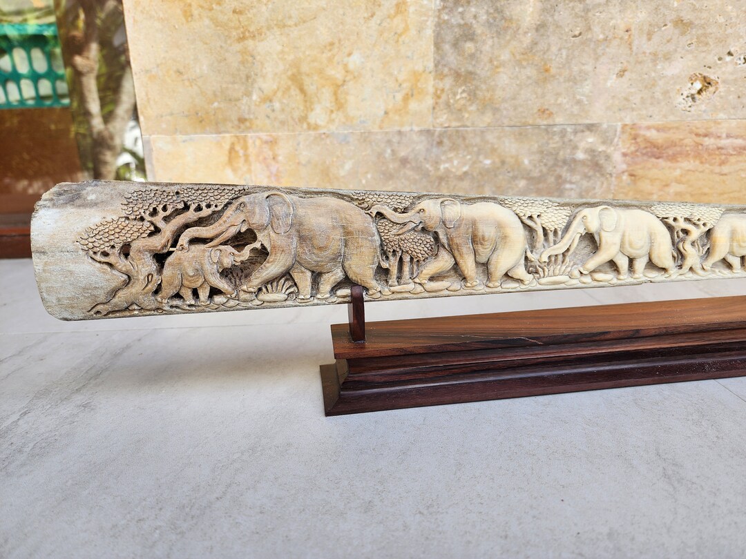 Bone Carving Swordfish Nose Elephant Groupe Etsy