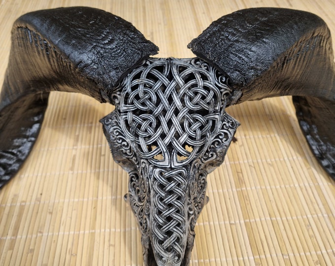 carved ram skull celtic