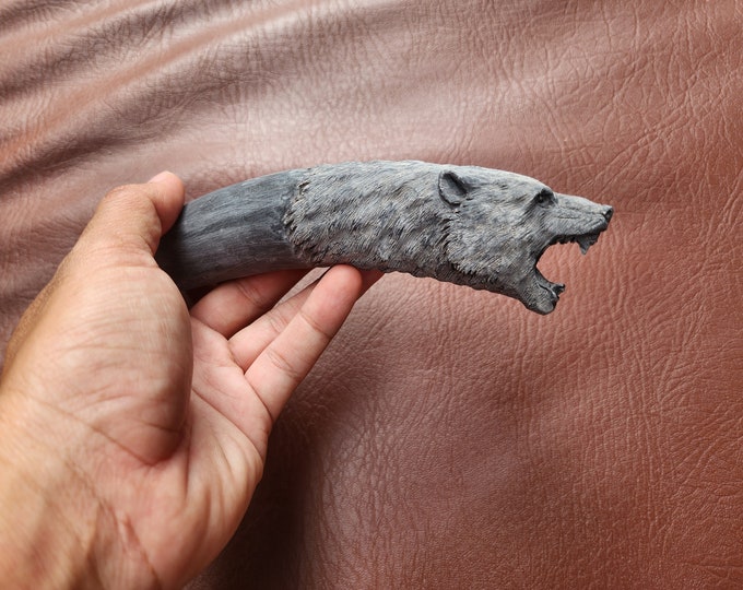 Knife Handle bear black buffalo horn