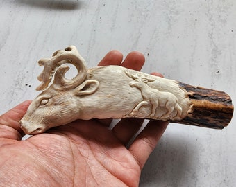 Deer antler carving deer for knife handle antler