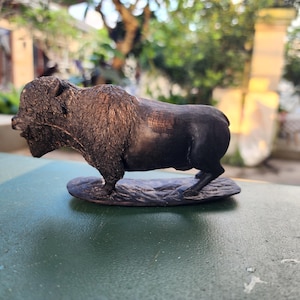 Carved buffalo horn bison buffalo