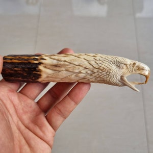 Deer antler carving eagle for handle