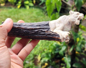 Hand-Carved Deer Antler Knife Handle – Roaring Tiger Design