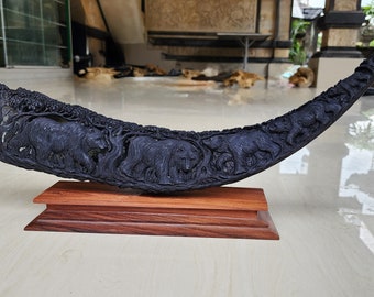 carve buffalo horn bear walking in jungle