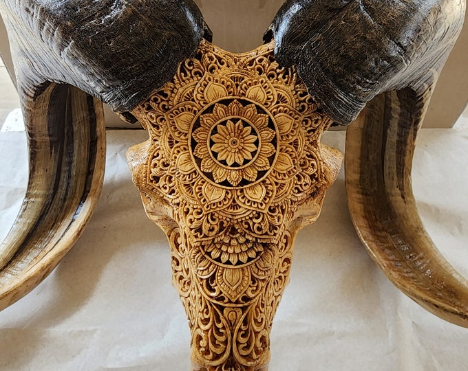 carve goat skull carving mandala