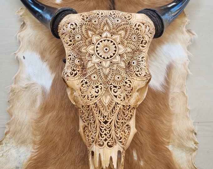 carve cow skull mandala