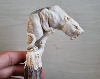 Deer antler carving handle Tiger