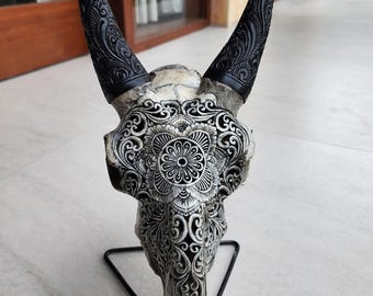 Hand Carved Mandala Bone Sculpture | Balinese Tribal Table Decor