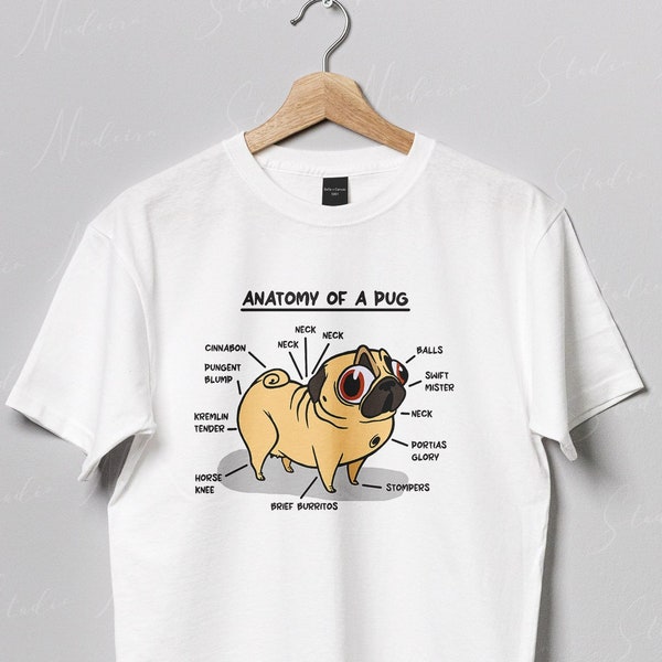The Pug Anatomy Pug Tshirt Is Here! Based On The Latest Scientific Research Very Soft And Available In Three Colours. The Perfect Pug Shirt