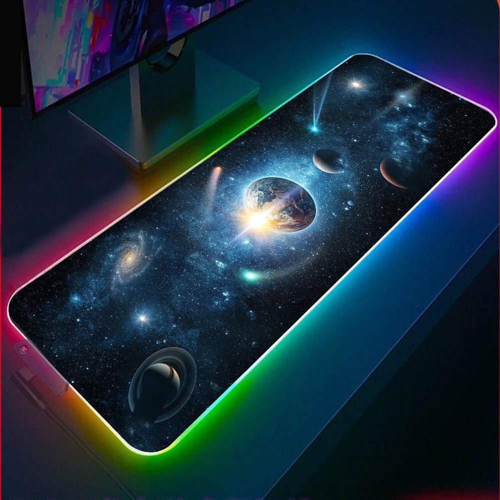 Space Gaming Mouse Pad Universe RGB Gaming Desk Pad Etsy