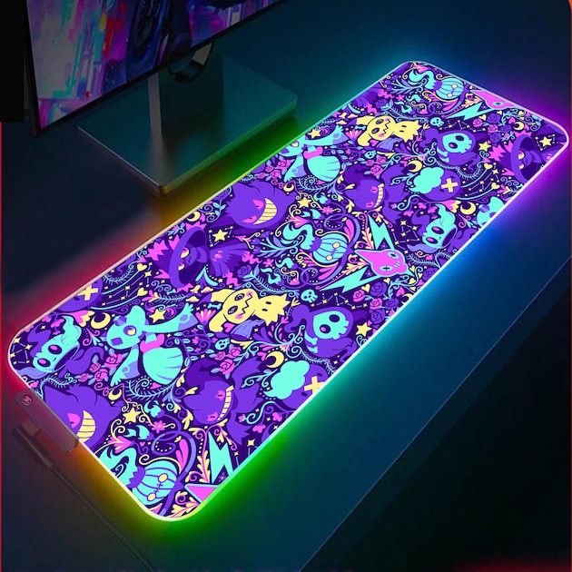 Gost Pokemon RGB Gaming Mouse Pad, Anime Gaming Led Desk Pad, Cute RGB