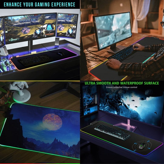 Disover Digital Art RGB Gaming Desk Mat, Anime RGB Gaming Desk Pad, Gaming Mouse Pad