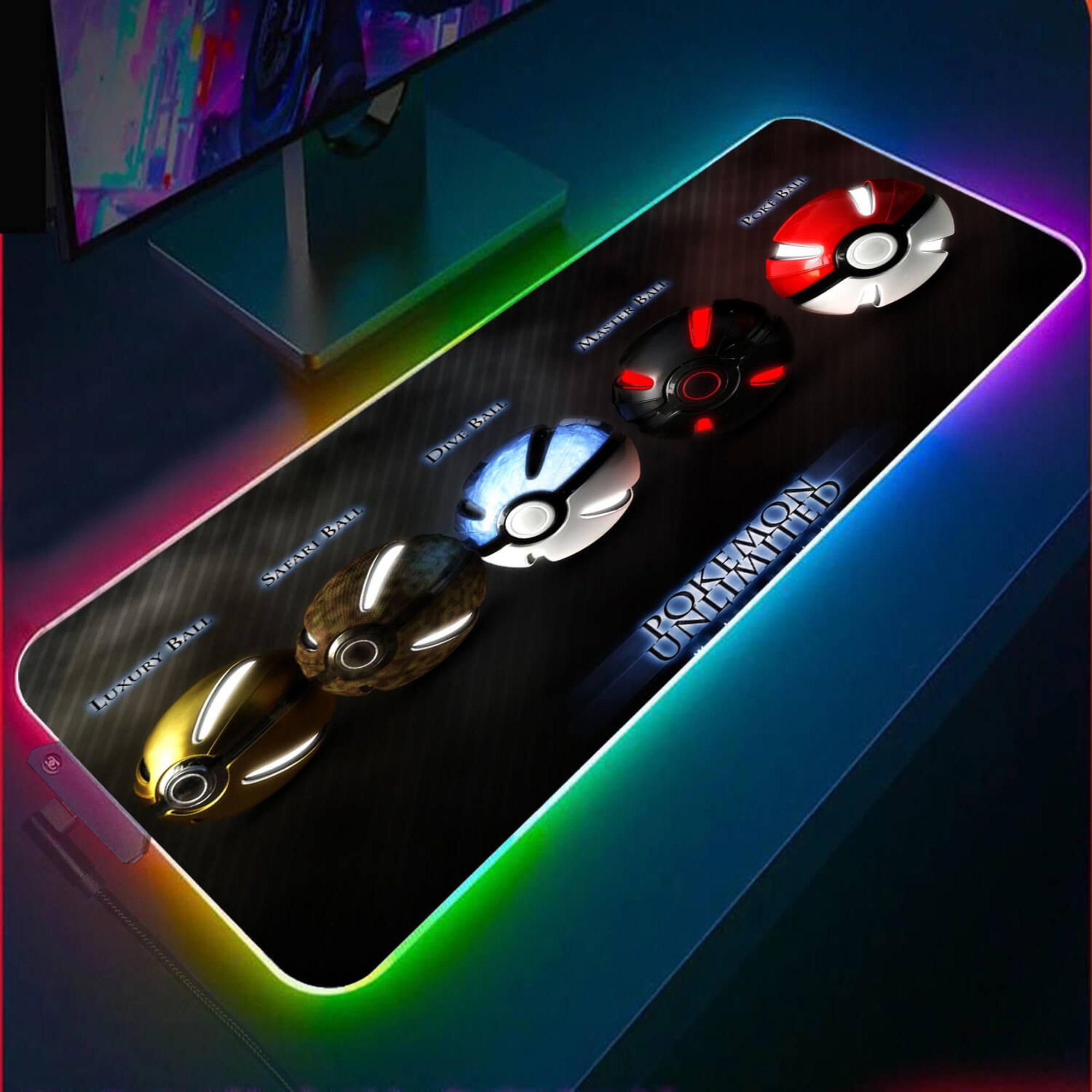 Gost PKM RGB Gaming Mouse Pad, Anime Gaming Led Desk Pad, Cute RGB Gaming Desk Mat