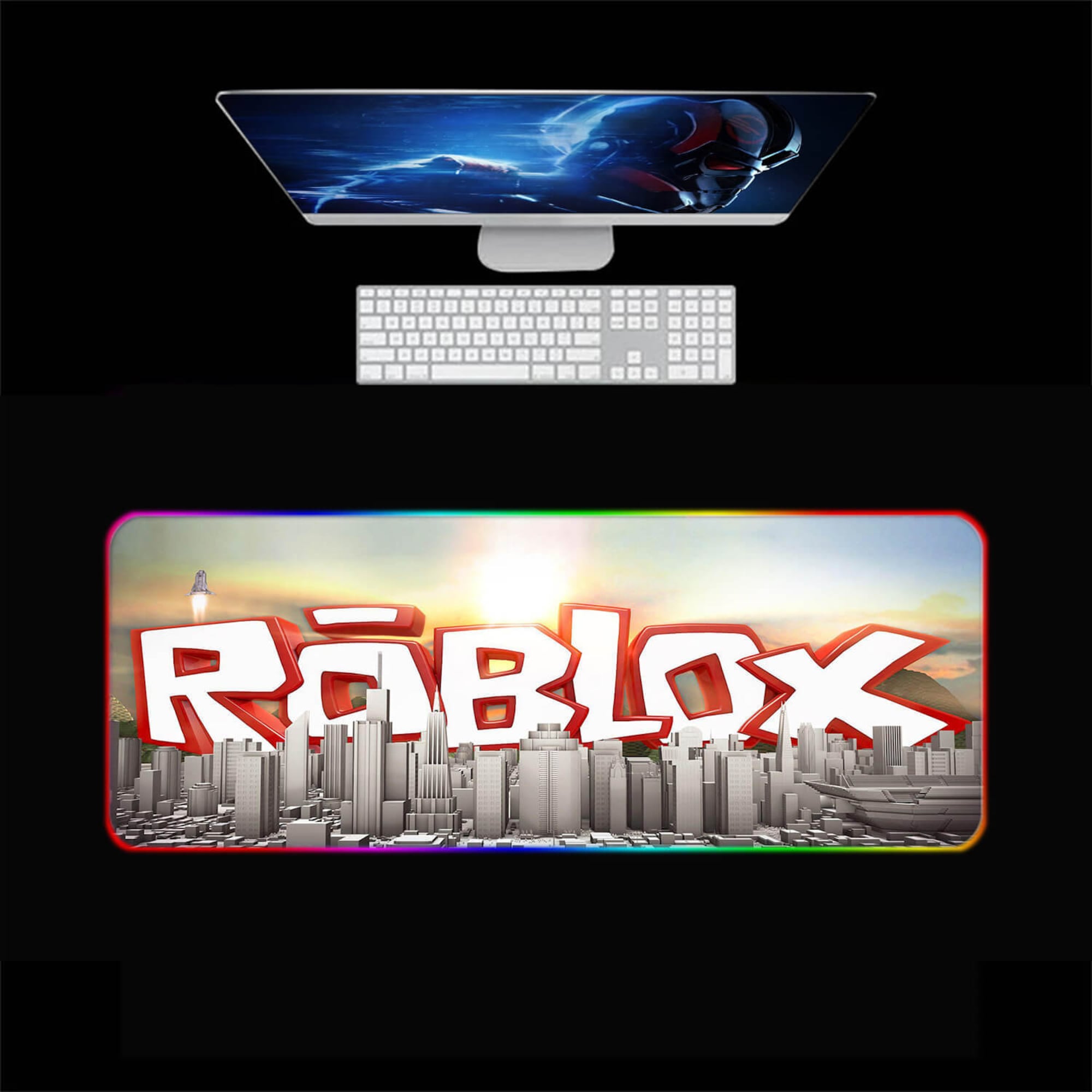 Roblox RGB Gaming Mouse Pad, RGB Gaming Desk Pad, Gaming Desk Mat, Led Mouse Pad