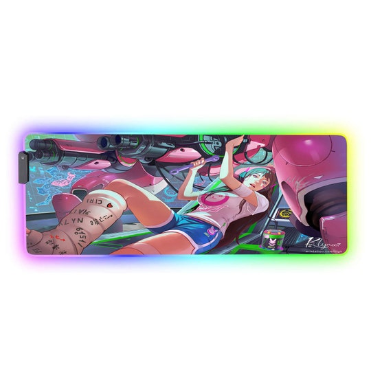 Disover Cyberpunk Anime Girl RGB Gaming Desk Pad, Anime Mouse Pad