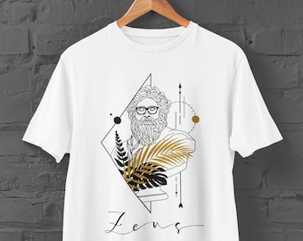 Zeus T-Shirt, klassisches weißes Baumwoll-T-Shirt mit Rundhals und kurzen Ärmeln im unisex Schnitt