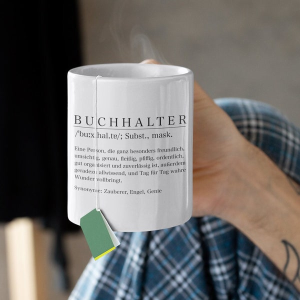 Tasse "Buchhalter" mit Wörterbuchdefinition