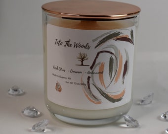 Into the Woods 12oz Container Candle//Soy Coconut Wax//Musk Scent// Gift Ideas//Home Décor, Handmade Candle