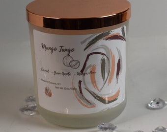 Mango Tango 12 oz Container Candle  Mango/Coconut Scented, Handmade with Soy wax