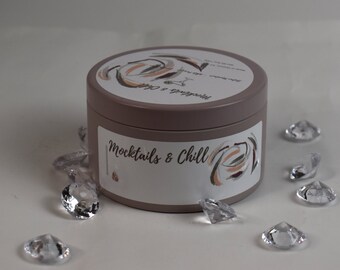 Mocktails & Chill Scent 5oz Travel tin // Soy Candle// Champagne scented// Gift Ideas//Home Décor