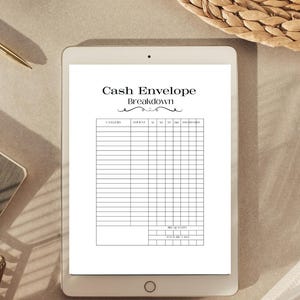 Cash Envelope Breakdown Sheet - Printable Budgeting Insert - Bill Denomination Tracker for Cash Stuffing